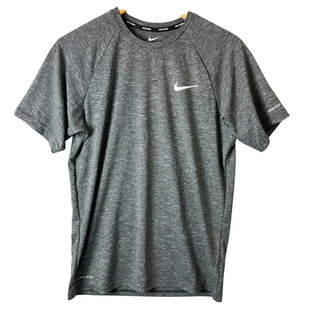 Nike Swim Top Mens UPF 40 Dri Fit Gray Athletic Activewear Performance Workout